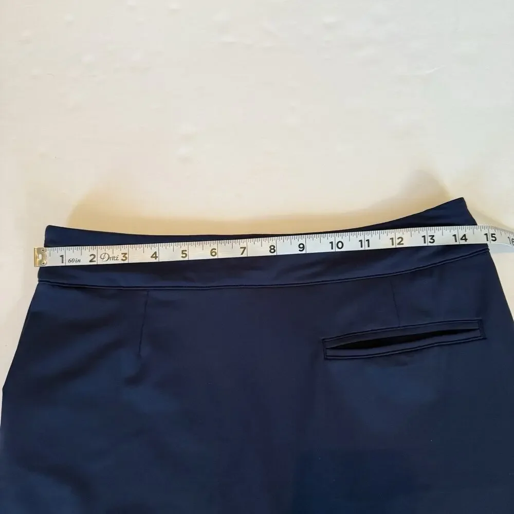 Peter Millar 18” Skort Sz XS Petal Hem Navy Blue Golf Tennis Skirt PullOn UPF50+